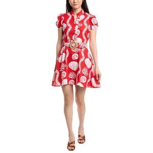 Sail To Sable Womens Belted Shirtdress, Red
